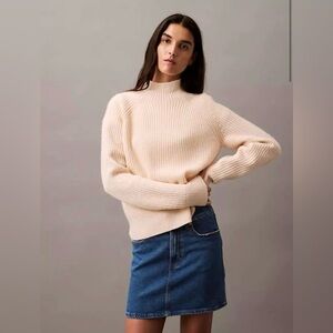 Calvin Klein Ribbed Knit Mock Neck Sweater